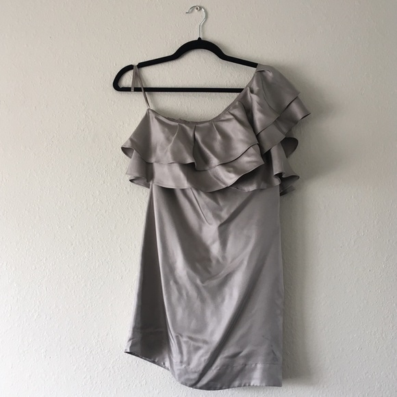 Silk Banana Republic One-Shoulder Ruffle Dress - Picture 2 of 8